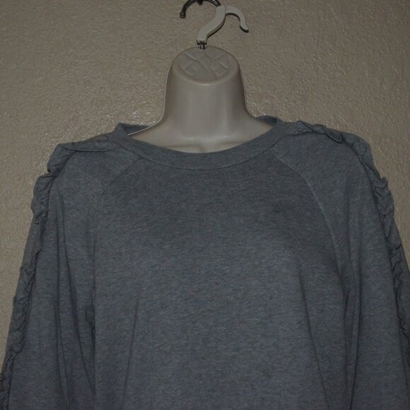 Sz S Burberry Gray Kupa Ruffle Frill Long  Sleeve Sweatshirt - Picture 3 of 7